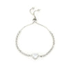 Adjustable 18K Gold-Plated Bracelet with Square Zircon and Rhinestones, Heart Chain for Women