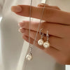 Dainty Pearl Necklace & Dangle Earrings Set for Women – Classic Pendant Jewelry for Everyday and Party Wear