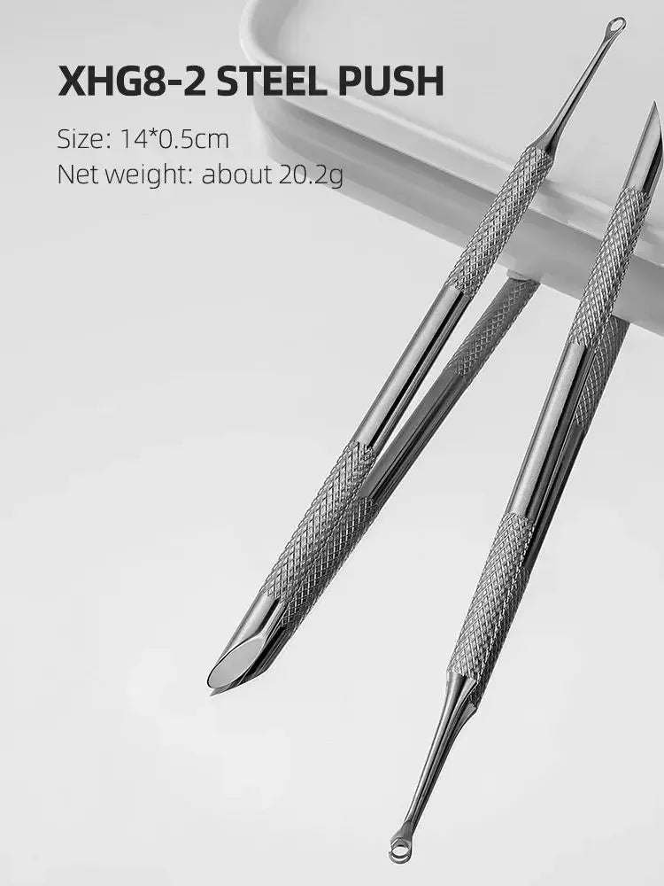 Double-Ended Stainless Steel Cuticle Pusher & Nail Remover – Beveled Circle Head Manicure Tool