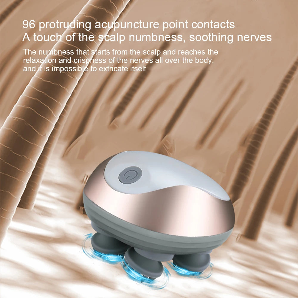 Wireless Electric Scalp Massager — 3D Meridian Head & Neck Deep Tissue Massager with 6 Modes for Hair Growth and Stress Relief