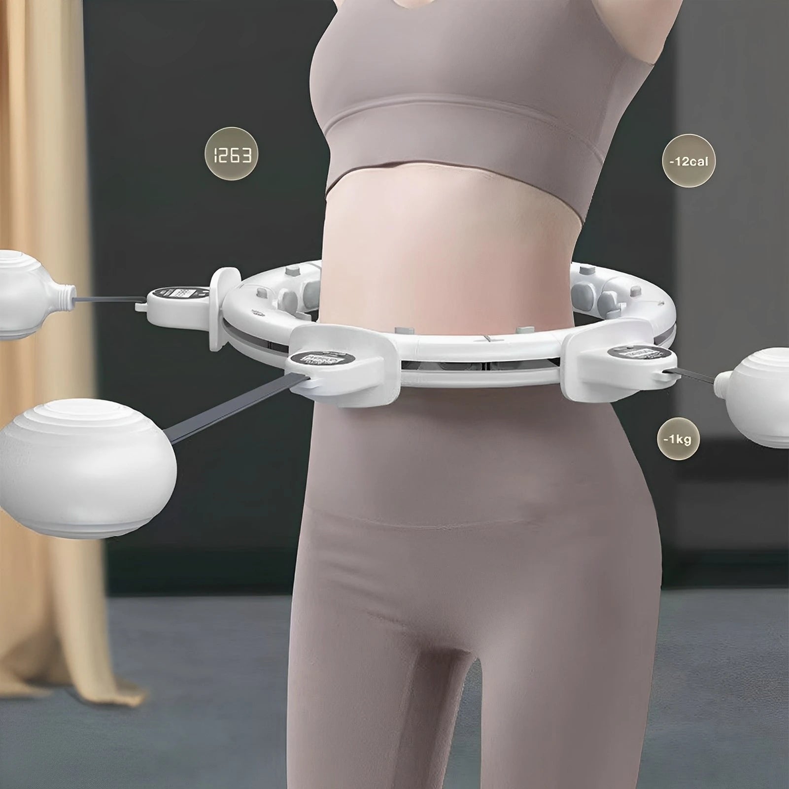 Smart Weighted Hula Hoop with Massage Ball & Counter — Adjustable 65–100 cm (25.6–39.4 in) Waist | Home Fitness & Weight Loss