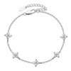 Gold Crystal Four-Leaf Flower Bracelet for Women Stainless Steel Zircon Charm Bangle