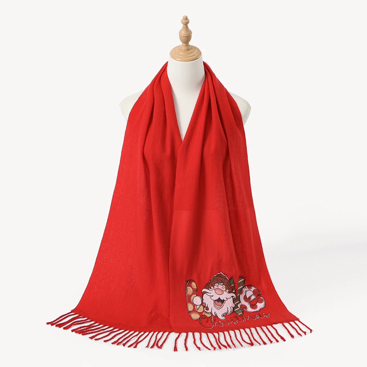 Red Cashmere Tassel Scarf Shawl Soft Winter Pashmina Wrap for Women