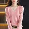Women's Cashmere-Blend V-Neck Knit Sweater Pullover - Loose Fit Autumn Winter Office Top