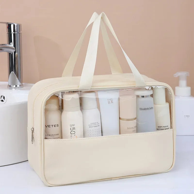 Waterproof Transparent PVC Makeup Bag - Large Travel Cosmetic Organizer with Zipper, 11.8in (30cm)