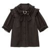 Kawaii Jirai Kei Lolita Y2K Japanese Style Peter Pan Collar Blouse Long Sleeve Sweet Bow Casual Aesthetic Top