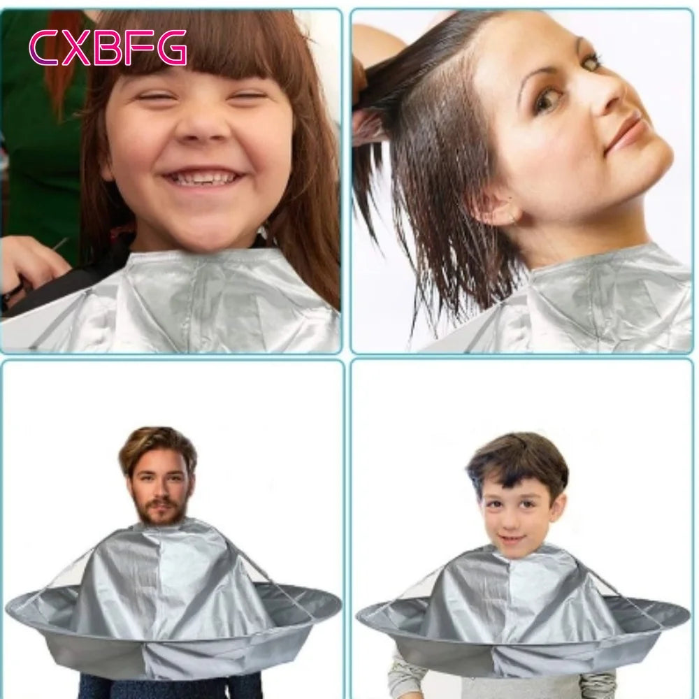 Foldable Hairdressing Cape with Adjustable Velcro Neck – Portable Hair Cutting Apron for Barbers & Salons, Grey