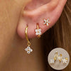 3-Pack 14K Gold-Plated Stainless Steel Crown Stud Earrings for Women with Crystal Zircon — Horse Eye Design