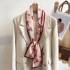 Women's Silk-Feel Printed Long Narrow Scarf 12 x 148 cm (4.7 x 58.3 in) - 50+ Colors | Headband & Shawl