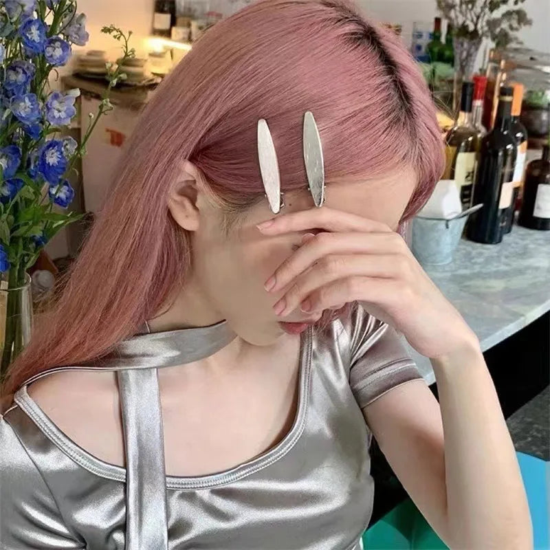 24-Pack Silver Metal Hairpins Set – Star & Seamless Duckbill Clips for Women & Girls