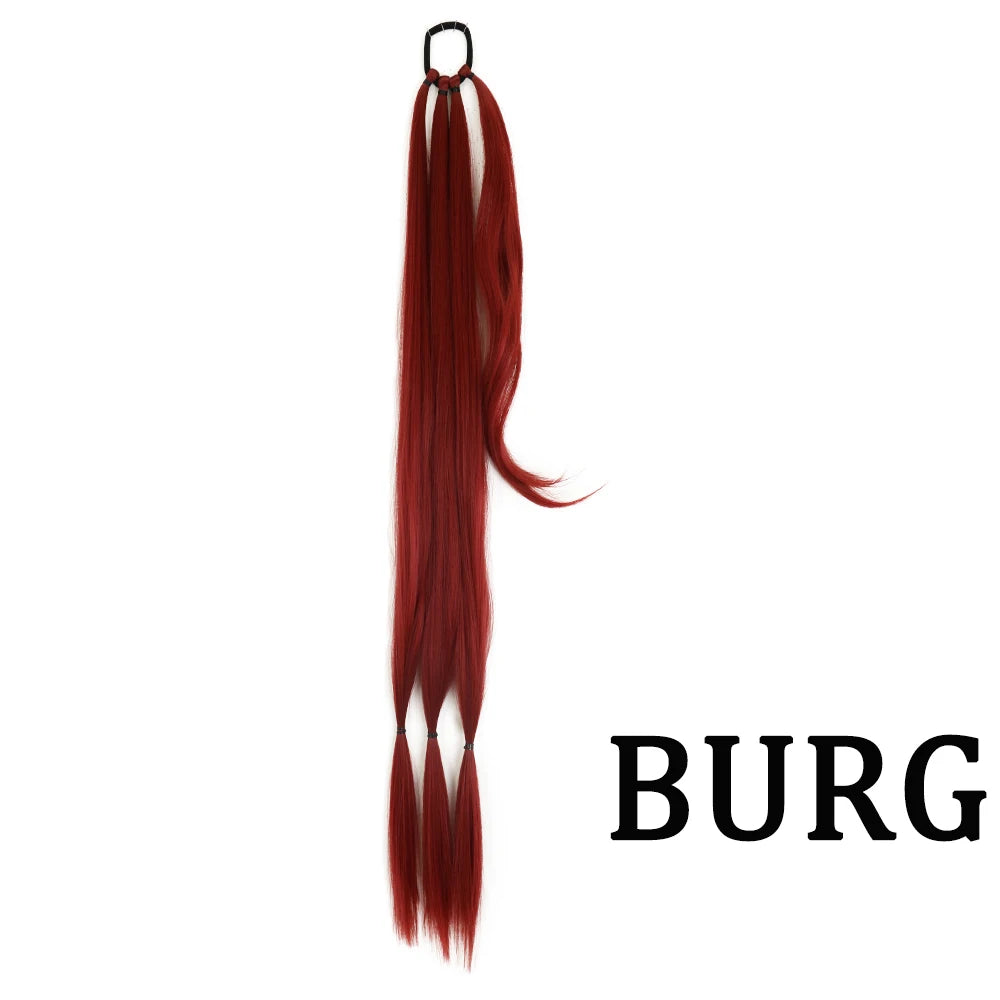 DIY Heat-Resistant Synthetic Boxing Braid Ponytail Extension - Silky Straight 160g (Black/Brown)