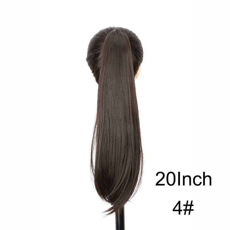 Clip-In Long Straight Ponytail Extension - 120g Synthetic High-Heat Fiber Claw Clip