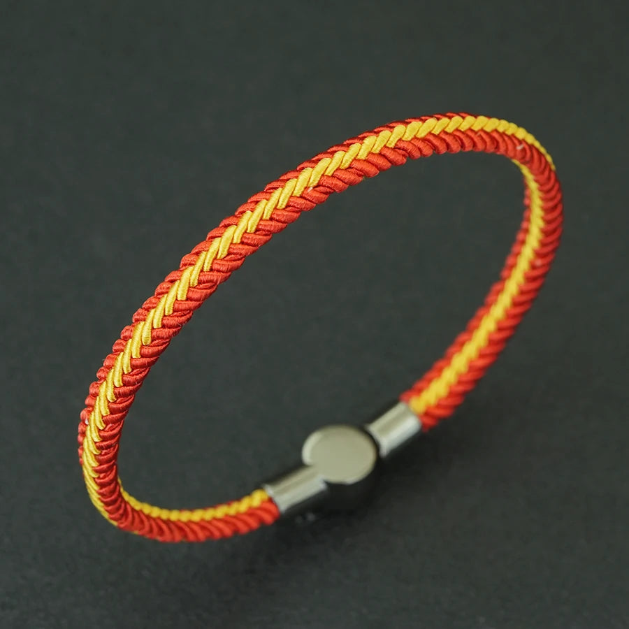 Handmade Ethnic Braided String Bracelet – Unisex Lucky Thread Couple Bangle with Magnetic Clasp, 18.5/20.5/22.5 cm (7.3/8.1/8.9 in)