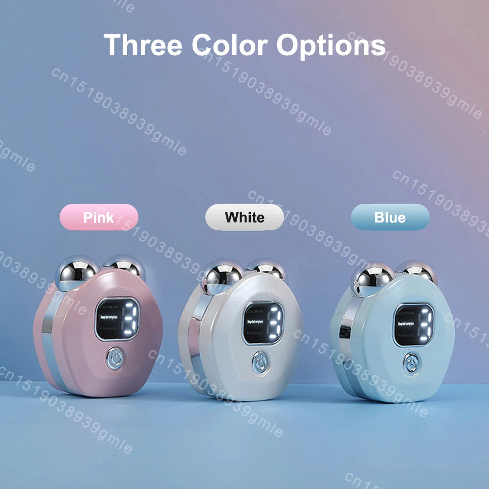 Microcurrent Facial Massager Roller — Vibration EMS Face & Neck Lifting Skin Tightening Anti-Wrinkle Device