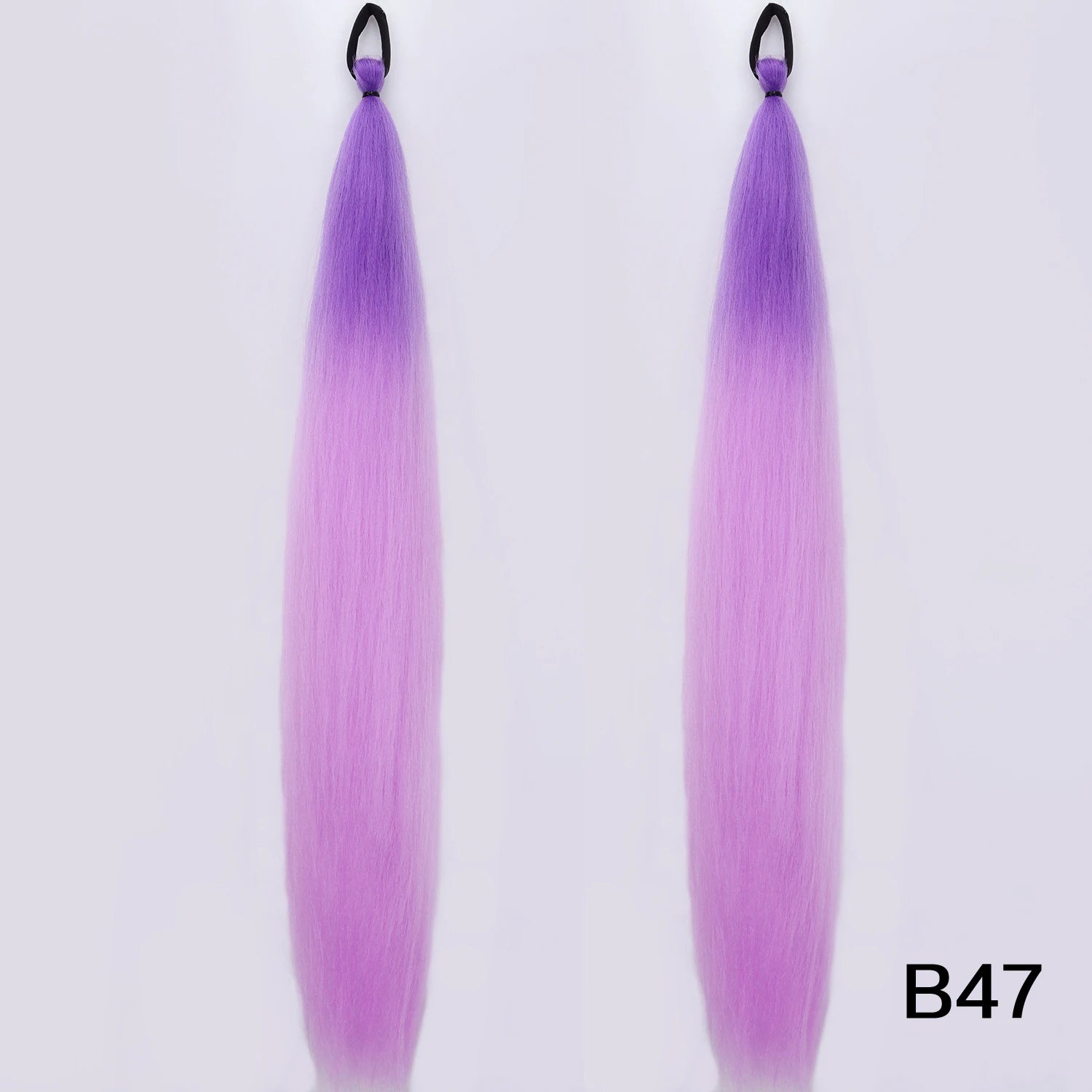 Braided Synthetic Ponytail Extension with Elastic Band – Long Kinky Straight High-Temp Hairpiece for Women & Girls (Pink Purple Blue)