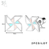 2-Pack Stainless Steel 20G (0.8mm) Butterfly Star Heart Stud Earrings 6mm (0.24in) Silver Tragus Helix Cartilage Piercing