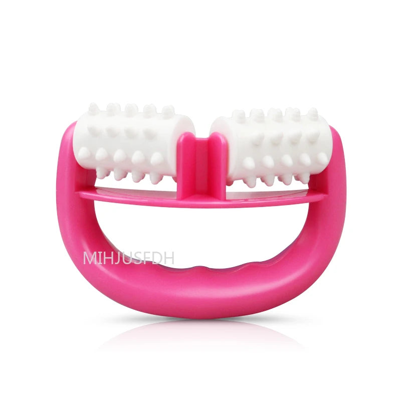 Handheld D-Shaped Double Roller Anti-Cellulite Massager — Slimming Tool for Face, Legs & Body