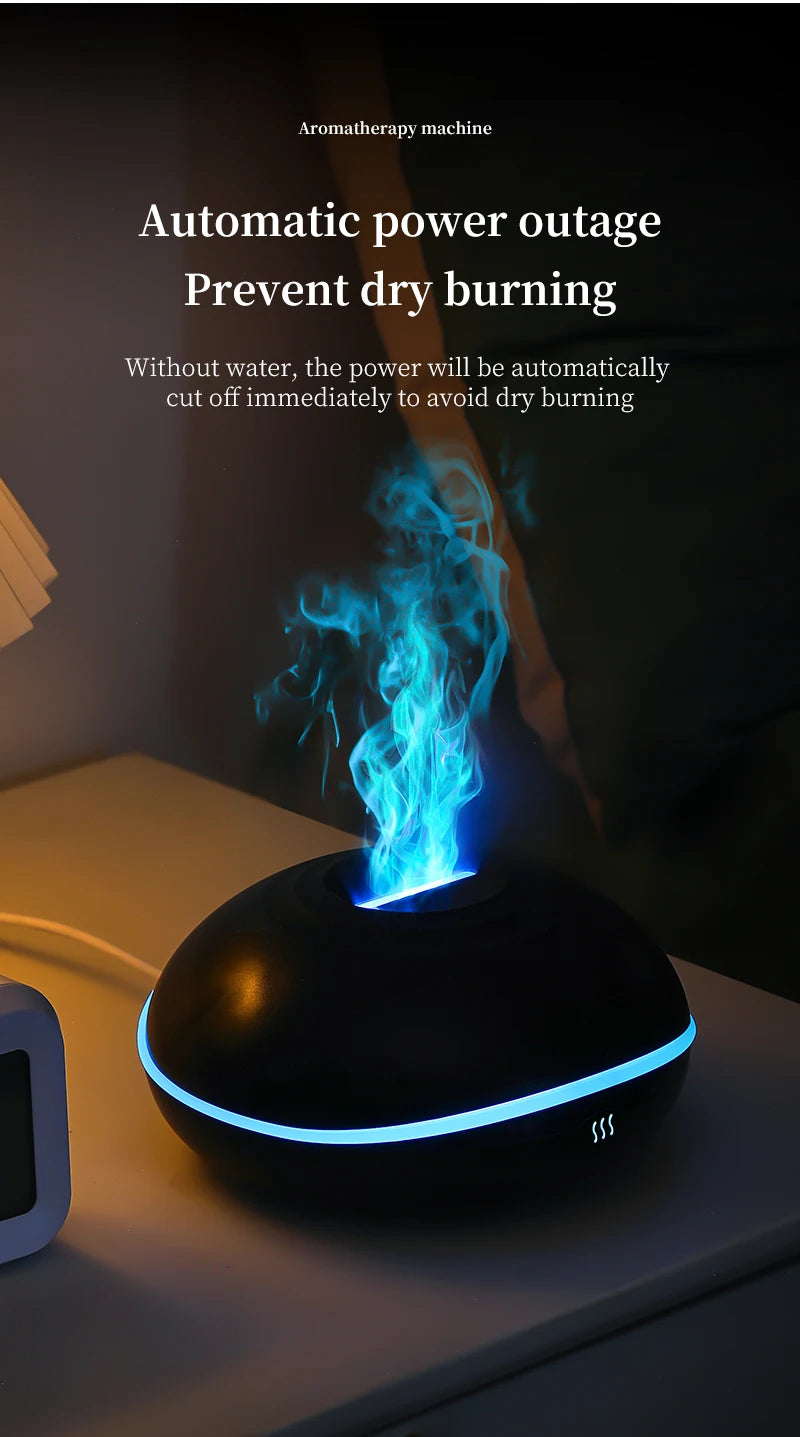 Portable 200ml (6.8 fl oz) USB Aroma Diffuser & Essential Oil Lamp — Mini Air Humidifier with Color Flame Night Light