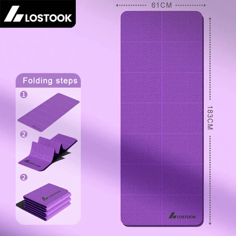 4mm TPE Foldable Yoga Mat 183 x 61 cm (72 x 24 in) – Lightweight Travel Pilates Exercise Mat