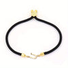 Black Letter Bead Rope Bracelet for Women – Simple Classic Hand-Knot Rope Jewelry with Stainless Steel Accent