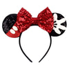 Sequin Snowflake Mouse Ear Headband with 5\" (12.7 cm) Bow – Kids & Adults Festival Party Cosplay Hairband