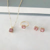 Luxury Cube Jewelry Set – Women's Necklace, Earrings & Ring Trio, Elegant Gift for Valentine's Day & Christmas