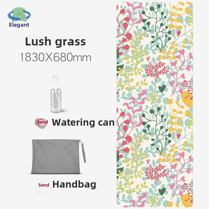 Suede Chamois Yoga Mat 183 x 68 cm (72 x 26.8 in) - Portable Foldable Non‑Slip Exercise Mat for Yoga, Dance & Jump Rope