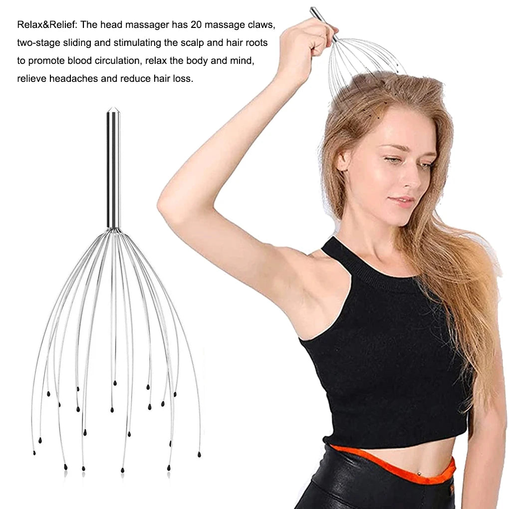 Stainless Steel Scalp Massage Claw — Handheld Head Massager for Relaxation & Spa (6.1 x 3.9 x 3.9 in / 15.5 x 10 x 10 cm)