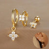 3-Pack 14K Gold-Plated Stainless Steel Crown Stud Earrings for Women with Crystal Zircon — Horse Eye Design