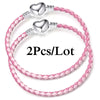 2-Pack Leather Chain Charm Bracelets with Beads – Handmade Couples Pulsera Jewelry (Unisex)