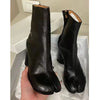 Women's Split-Toe Tabi Ankle Boots Faux Suede Chunky High Heels 6cm Winter Short Booties