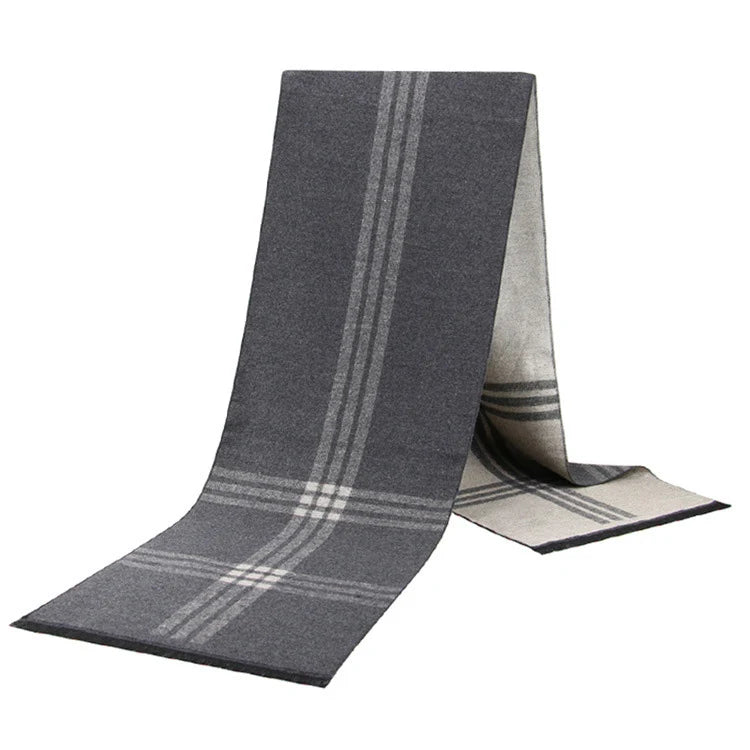 Men's Cashmere-Feel Scarf 180 x 31 cm (71 x 12 in) Plaid Stripe Pashmina Shawl Warm Winter