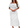 Women’s One-Shoulder Ruffle Dress – Samoan Tattoo Polynesian 3D Tribal Print Puletasi