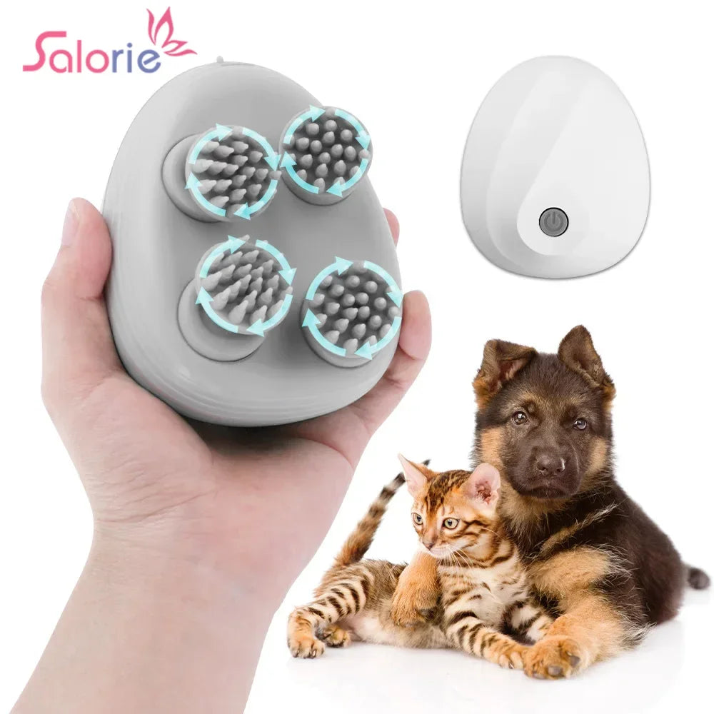 Electric 4-Head Head & Body Massager — Deep Tissue Scalp, Neck & Shoulder Handheld, 3-Speed USB Rechargeable Vibrating Kneading for Pets