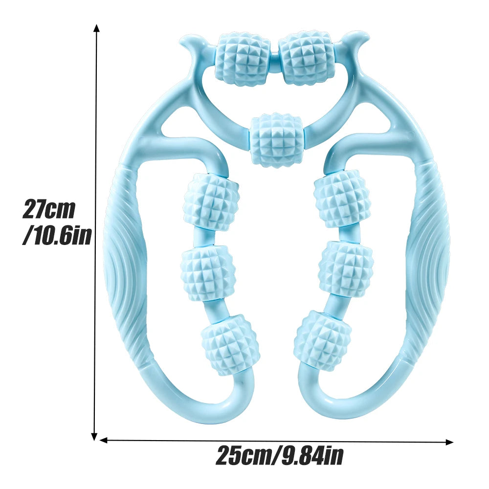 9-Wheel Handheld Deep Tissue Muscle Roller Stick — Myofascial & Trigger Point Massager for Neck, Thighs, Calves & Legs