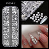 Mini Caviar Beads Nail Art 12-Grid Gold and Silver Micro Ball Charms 0.5–3mm (0.02–0.12in) with Magnetic Picker Pen