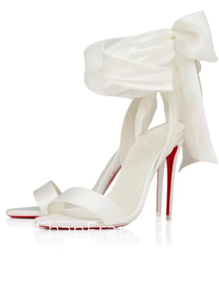 Women's Ankle Strap Stiletto Sandals 8 cm (3.15 in) High Heels Microfiber Wedding & Party Shoes