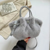 Plush Faux Fur Pleated Bucket Tote — Women's Shoulder & Crossbody Handbag