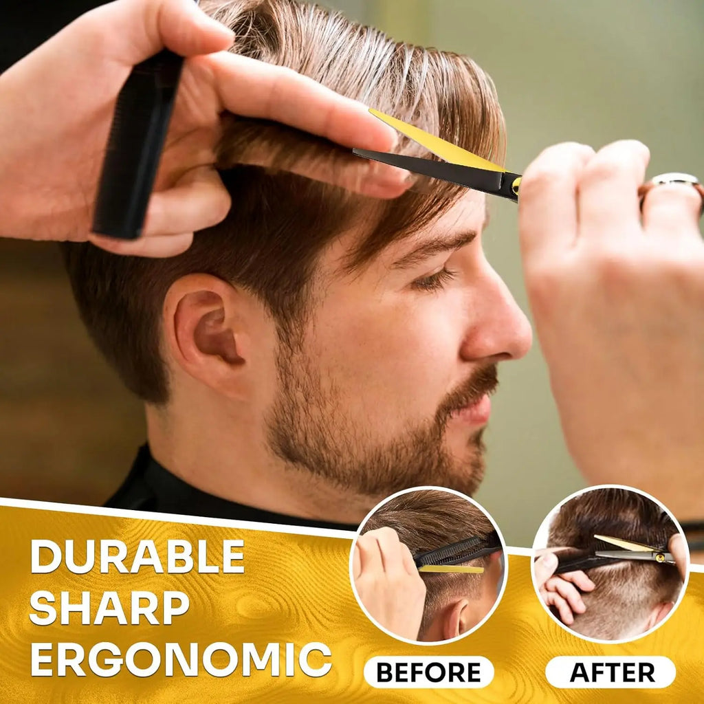 12-Piece Professional Hair Cutting Set - Stainless Steel Barber Scissors, 30-Tooth Thinning Shears & Razor Kit for Home and Salon