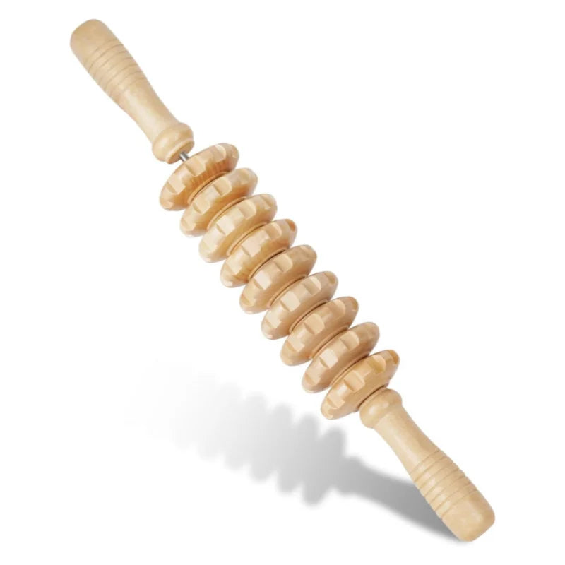 Wooden Curved Fascia Massage Roller - Cellulite Reduction & Muscle Tension Relief for Legs & Body