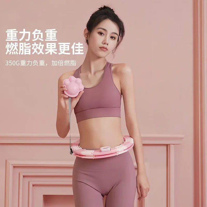 Smart Adjustable Weighted Hula Hoop for Women with Removable Design & Built-in Counter - Waist, Abdomen & Core Fitness