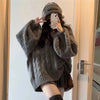 Women's Oversized V-Neck Knit Sweater - Harajuku Korean Long Sleeve Loose Pullover for Autumn Winter