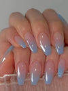 24-Pack Glossy Pink Medium Square Press-On Nails Full-Cover False Nails for Women