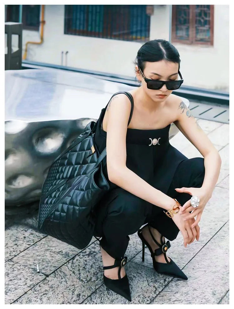 Bow Tie Pointed Toe Thin Heel Sandals for Women, Roman Straight Strap, 2.0-3.1 in (5-8 cm) Heel