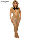Luxury Red Hooded Evening Dress for Women – Deep V Neck, Sequin Glitter Mesh and Sheer Back Sparkle Gown