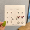 Korean Star Moon Butterfly Stud Earring Set Vintage Aesthetic Heart Y2K Jewelry for Women