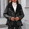 Fitaylor Women's Faux Fur Lined Faux Leather Motorcycle Jacket - Thick Warm Winter Coat