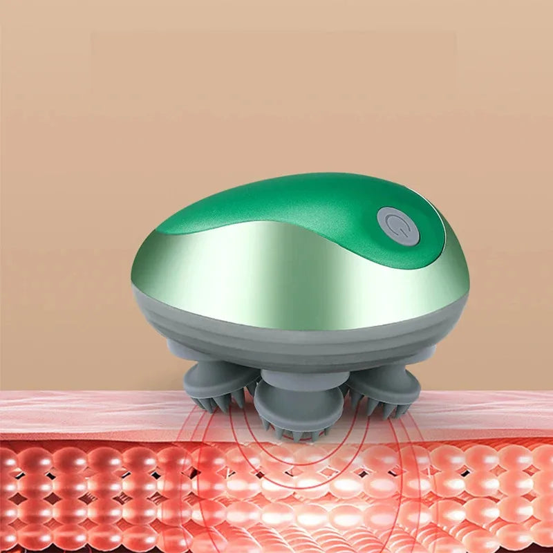 Mini Rechargeable Magnetic Head & Scalp Massager – Electric Kneading, 6 Modes, 3 Intensities, IPX Wet/Dry, Portable