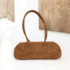 Vegan Suede & Faux Fur Baguette Bag for Women – Small Plush Handheld Shoulder Purse
