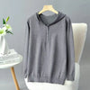 Plus Size Hooded Knit Pullover Sweater – Embossed Crochet Loose Fit for Spring & Autumn